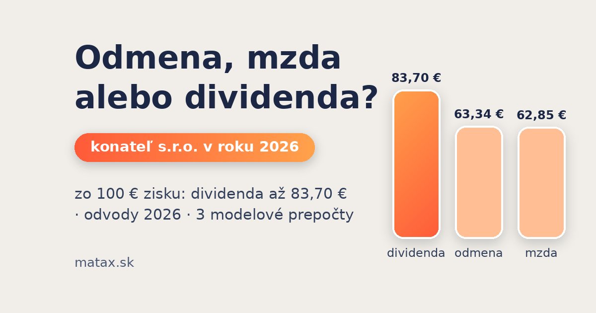 Konateľ s.r.o. – odmena, mzda alebo dividenda 2026 – prepočet Matax